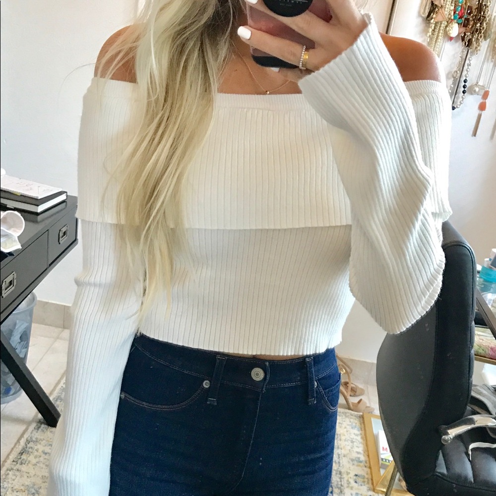 Off the shoulder white top
